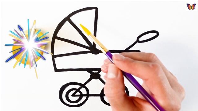 Нарисуем и раскрасим детскую прогулочную коляску. Легко и просто рисуем вместе с детьми смотреть онлайн