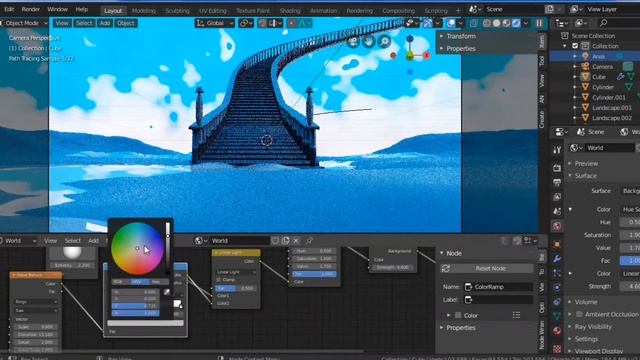 Steps to the sky art and World shader blender new tutorial @BlenderOfficial #blenderart #fantasyart