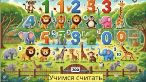 "Учимся считать от 1 до 10 на английском языке с животными в зоопарке 🦁🐒🐧🦓🐘"