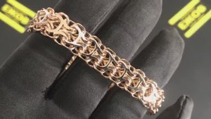 арт. А0229 Золотой браслет РАМЗЕС 22 см с замком коробка