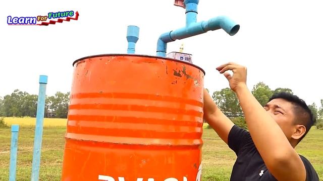 Pressured Pump - How to make auto water pump from deep river using pressured tank BARREL смотреть онлайн