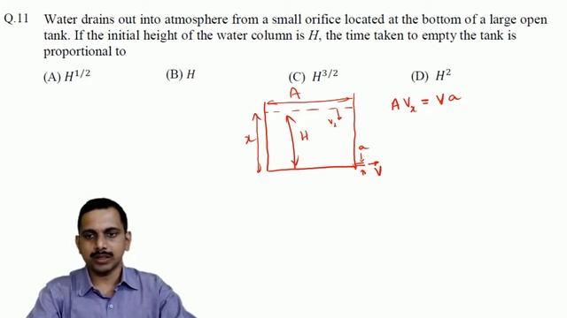 GATE 2015 XE B Q11 - Tank emptying problem - Continuity Equation смотреть онлайн