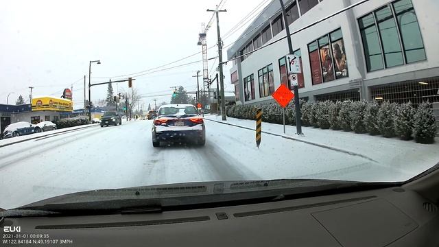 Snow In Metro Vancouver (Surrey) - Icy Roads, Stuck Buses, Accidents.