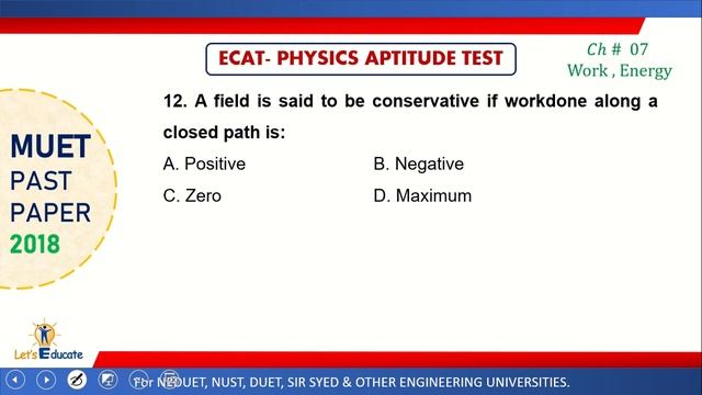 MUET PAST PAPER 2018 || Solution || Entry Test Preparation (PHYSICS) || Lecture -07 смотреть онлайн