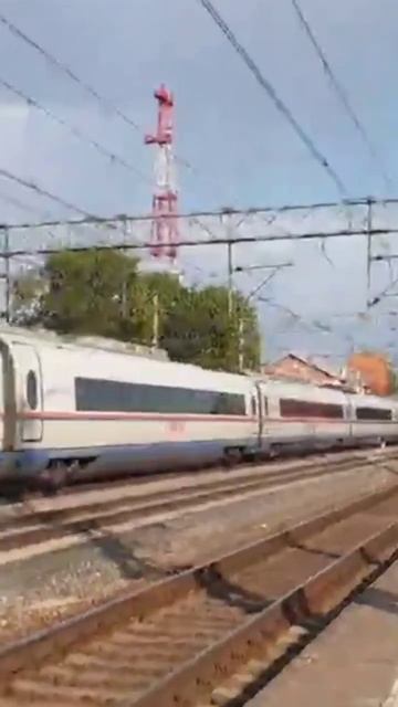 Высокоскоростной поезд "Сапсан" сообщением Москва - Санкт-Петербург пролетает станцию Вышний Волоче смотреть онлайн