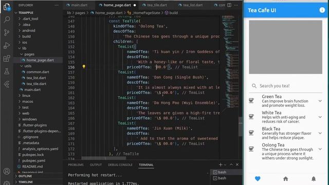 1. Flutter UI - Tea Cafe App