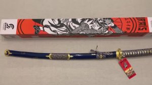 Катана Японская золотисто-синяя, Blue-Gold Katana with sheath Art Gladius 147474