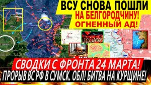 Свежая сводка 24 марта! ВС РФ прорвали фронт на Сумщине! Белгородчина. Покровск. Переговоры Трамп