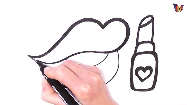 Нарисуем и раскрасим губы и помаду. Раскрашиваем и рисуем с детьми смотреть онлайн