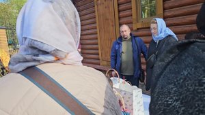 Освящение куличей на Пасху в Храме в микрорайоне Авиационный