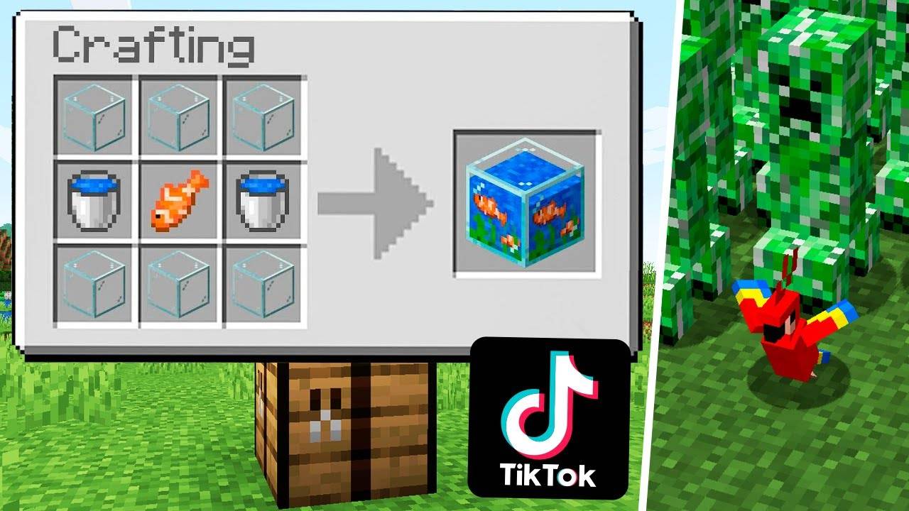 ПОПУЛЯРНЫЕ ЛАЙФХАКИ ИЗ ТИК ТОК В МАЙНКРАФТ 100 РАБОТАЮТ