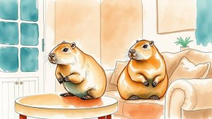 и там и там есть капибара на столе и на диване