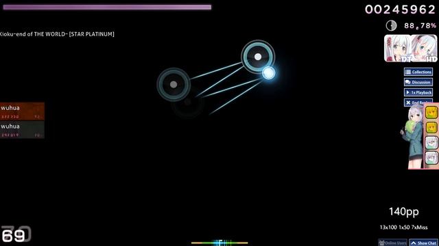 osu! | wuhua | JO*STARS - JoJo Sono Chi no Kioku [STAR PLATINUM] +HD,DT 88.82% PASS 9.34⭐ смотреть онлайн