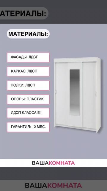 128192 Шкаф-купе "Бассо" 1,3 м белый смотреть онлайн