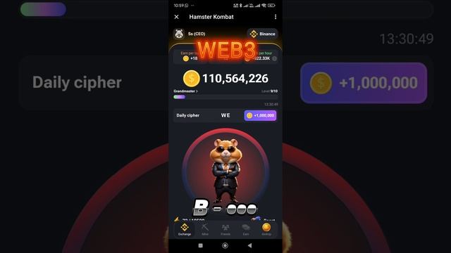 10 june Hamster Kombat cipher daily code #hamsterkombat #hamstercoin #hamsterkombatairdrop