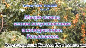 Железов Валерий. Вебинар 332. ч.3. Микро-клоны, клоны искусственные и натуральные. Разьяснения.