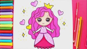 Как нарисовать очаровательную девочку Принцессу с Сердечками
