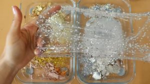 Смешиваем «золотые и серебряные» тени, макияж, детали, блёстки в слайм!  Увлекательное видео со слай