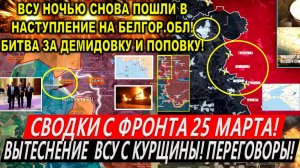 Свежая сводка 25 марта! Атака ВСУ на Белгородчину. Курская область Покровск. Переговоры Россия США