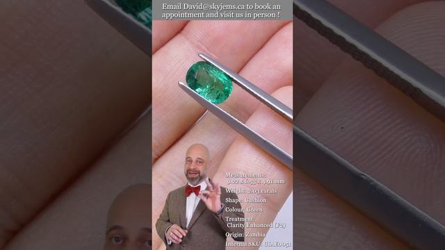 2.03ct Cushion Green Emerald GIA Certified Zambia - GIAE0051 смотреть онлайн