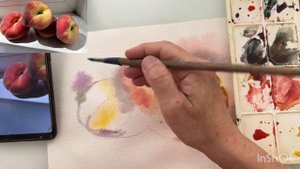 Рисуем инжирные персики акварелью