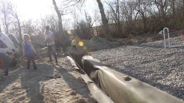 Fixing trenches and filling with rubble