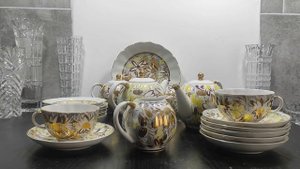 #сервиз лфз СССР золотые ромашки #чайные пары СССР #USSR service golden daisies #винтажные сервизы
