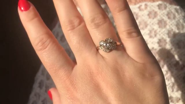0.76ct Antique old cut diamond engagement ring, vintage proposal jewellery, wedding jewelry