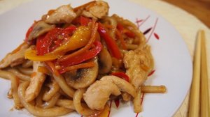 Корейская кухня: Терияки удон (야끼우동) Лапша с курицей и овощами в устричном соусе