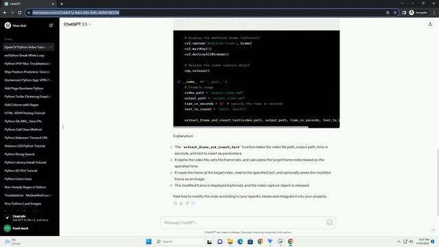 Extract a frame at a specific time of a video and insert a text OpenCV Python
