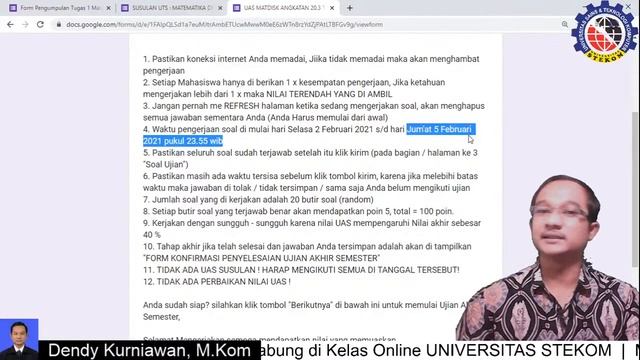 Teknis UAS Matematika Diskrit Universitas Stekom Gelombang 3 Pagi