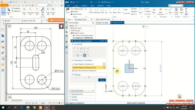 LESSON 3: NX FOR DESIGN_SKETCH_01_LINE_CIRCLE_FILLET смотреть онлайн
