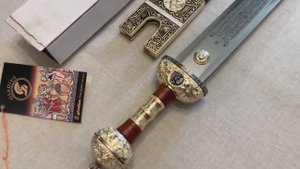 Меч Гладиус Цезаря золото с ножнами, Caesar Gladius Sword golden with scabbard, Art Gladius 212V