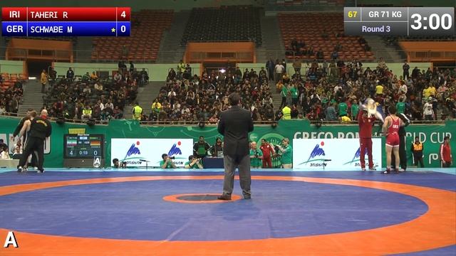 Group A, Round 3 - Greco-Roman Wrestling 71 kg - R. TAHERI (IRI) vs M. SCHWABE (GER) - Tehran 2015 смотреть онлайн
