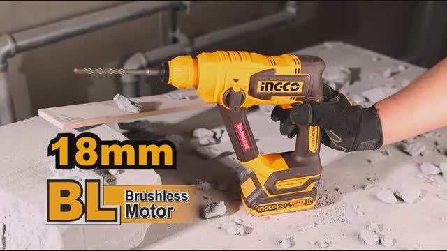 Аккумуляторный бесщеточный перфоратор INGCO CRHLI20188 INDUSTRIAL 20 В 1,8 Дж смотреть онлайн