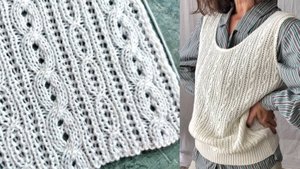 Комбинированный узор с патентными петлями и жгутами