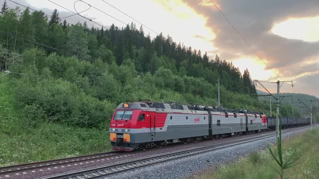 Грузовые поезда России в Сибири летом | Железная дорога смотреть онлайн
