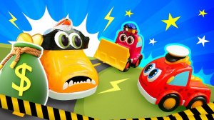 Машинки Мокас играют в ограбление БАНКА! Развивающие видео для малышей и игры в машинки