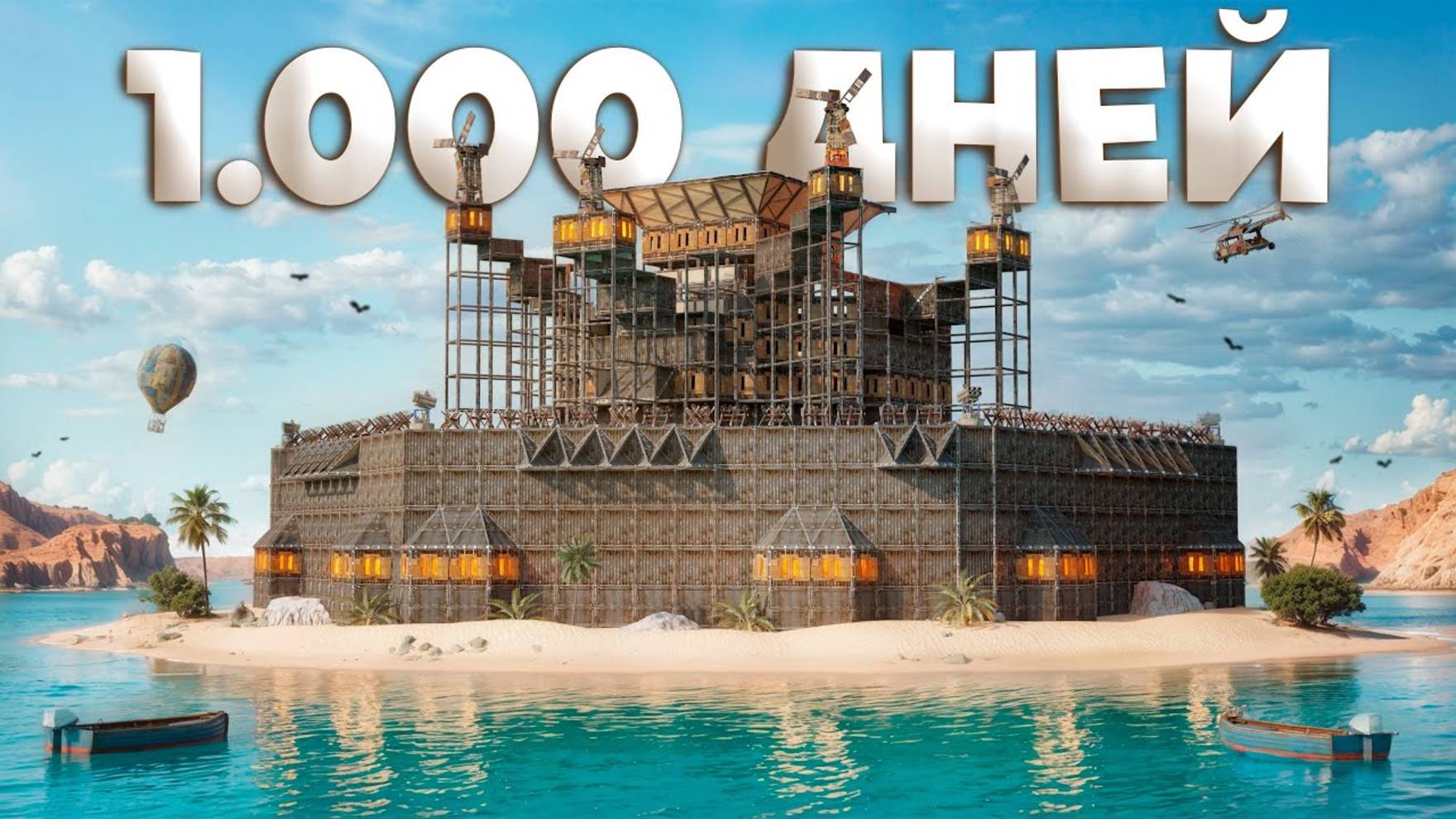 1440p*1000 ДНЕЙ НА ОСТРОВЕ! ИСТОРИЯ СОЮЗА И БИТВА ПРОТИВ САМОГО ОГРОМНОГО КЛАНА в Раст/Rust AMAZOZLA