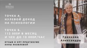 Отзыв о КПТ-практикуме Анны Яковлевой. Гранкова Александра: от 0 до 112 000₽ в месяц
