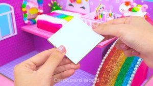 DIY Build Cute Purple Unicorn Miniature House with Rainbow Slide ❤️ Amazing Idea to re-use Cardboar