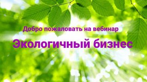 Экологичный бизнес. 
МК по изобильному мышления и презентация бизнес возможностей с доТЕРРА
