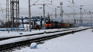 Тепловоз 2ТЭ10М-2738 с контейнерным поездом