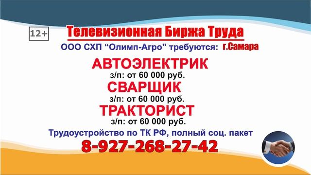 28.03.25г. в 18.30 на телеканале ГУБЕРНИЯ Телевизионная Биржа Труда в Самаре и области