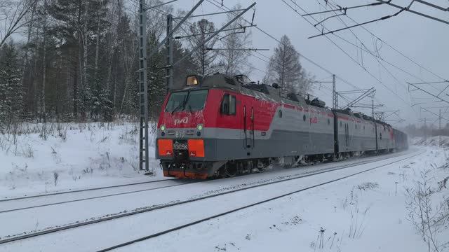 Поезда России в снежном шторме на Транссибе | Железная дорога в Сибири смотреть онлайн