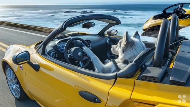 【AIが考えた 】アルファロメオ4Cをバキバキに運転するシベリアンハスキー/ Siberian husky driving in an Alfa Romeo 4C