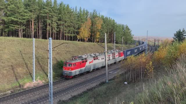 Длинные грузовые поезда РЖД в Сибири | Пассажирские поезда и тепловоз смотреть онлайн