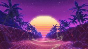 NEON SUNSET 80's RETRO SYNTH ROAD  1 HOUR 4K Background Screensaver Wallpaper Miami INFINITE LOOP