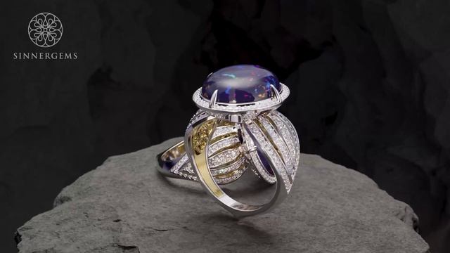 Кольцо с опалом и бриллиантами. Варианты цветовых сочетаний. смотреть онлайн