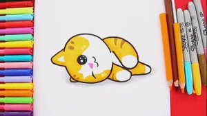 Как нарисовать милого счастливого Котенка в стиле кавай